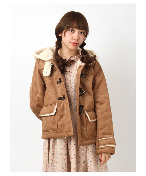 ehka sopo(エヘカソポ)の「フェイクムートンダッフルコート1300915-41-13-11(コート ・レディース・ベージュ/キャメル・M)」の1枚目の写真