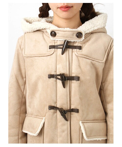 ehka sopo(エヘカソポ)の「フェイクムートンダッフルコート1300915-41-13-11(コート ・レディース・ベージュ/キャメル・M)」の6枚目の写真