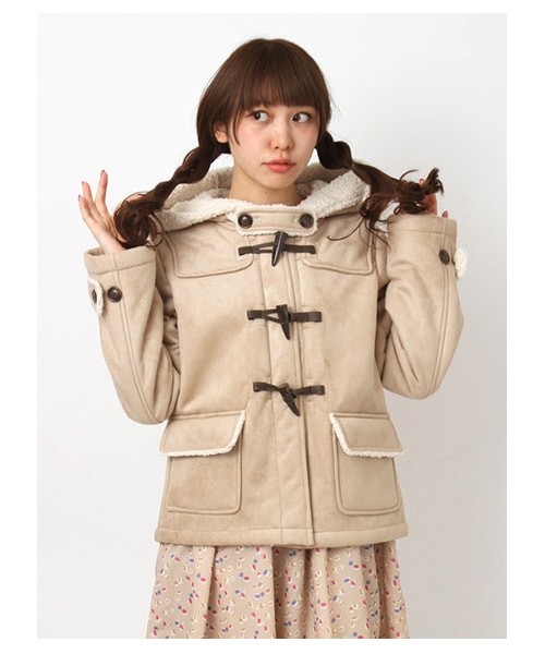 ehka sopo(エヘカソポ)の「フェイクムートンダッフルコート1300915-41-13-11(コート ・レディース・ベージュ/キャメル・M)」の2枚目の写真