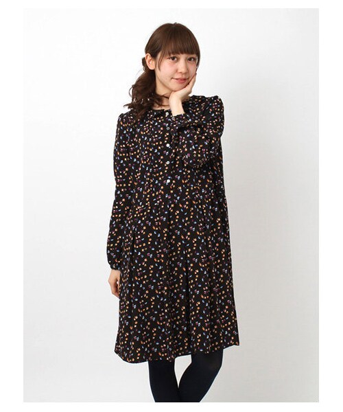 ehka sopo（エヘカソポ）の「幾何プリントワンピース1101593-41-13-11（ワンピース・レディース・アイボリー/チャコールグレー/グリーン・M）」の2枚目の写真