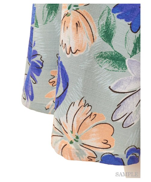 LILY BROWN（リリーブラウン）の「大花柄フレアースカート（膝丈スカート・レディース・OWHT/BLU/NVY・F）」の10枚目の写真