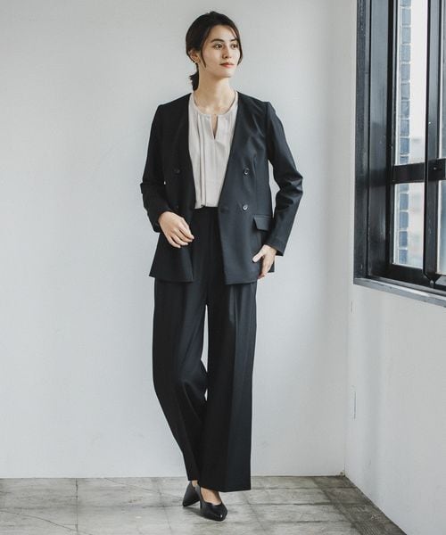 LEPSIM（レプシィム）の「サマ見え！ワイドストレートパンツ（パンツ・レディース・ブラック09/グレージュ51/ネイビー88・M/L）」の6枚目の写真