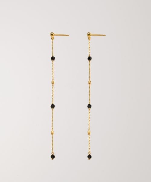 ブラックスピネルロングピアス