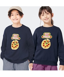 maa　　グラフィック スウェット　トップス　プルオーバー GU公式 | GIRLSクロップドスウェットプルオーバー(長袖)(ワン