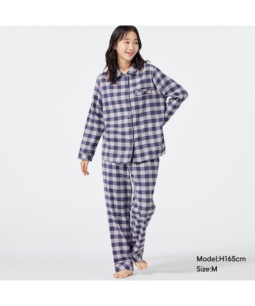 メル69851ページです❤️ GU（ジーユー）の「フランネルパジャマ(長袖&ロングパンツ)(チェック)+