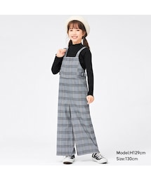 GU（ジーユー）の「GIRLSチェックサロペットワイドパンツ+E（パンツ）」