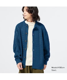 GU（ジーユー）の「ケーブルクルーネックカーディガン(長袖)NT+E（長袖）」