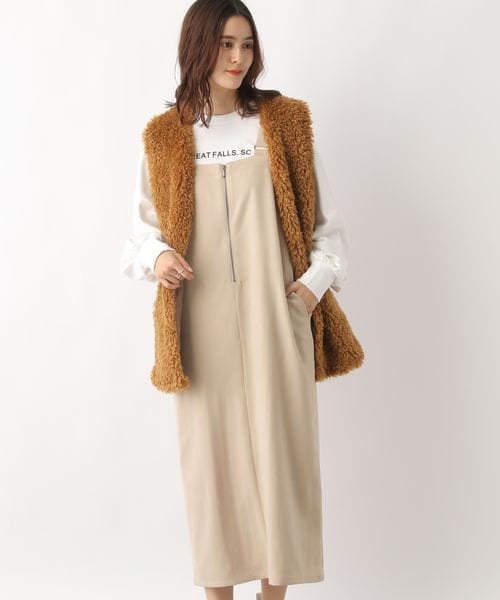 LEPSIM（レプシィム）の「2WAYウールライクジャンスカ（ワンピース/ドレス・レディース・チャコール18/ライトベージュ51/ダークブラウン58・FREE SIZE）」の2枚目の写真