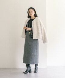 PUAL CE CIN | ウール混フラノジャンパースカート(ワンピース)
