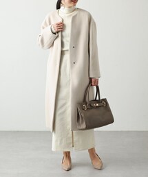 OUVRAGE CLASSE | キーネックノーカラーウールコート(その他アウター)