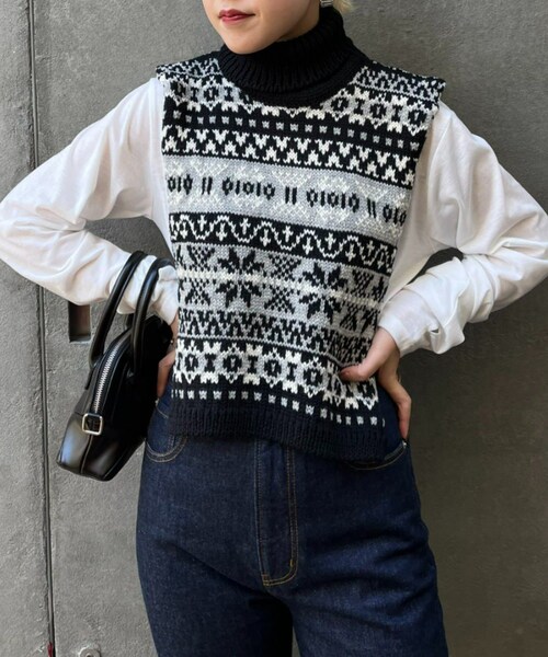 日本製【KAPITAL】ノルディック柄ニットベスト　クルーネック　1 日本製【KAPITAL】ノルディック柄ニットベスト クルーネック 1 日本製