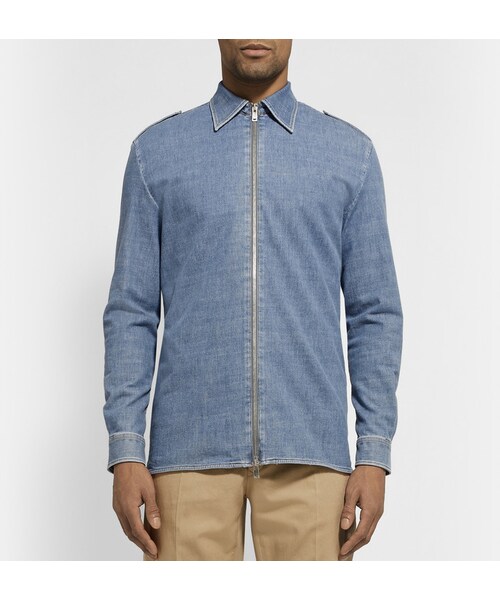 Maison Margiela（メゾンマルジェラ）の「Maison Martin Margiela Washed-Denim Overshirt（シャツ/ブラウス・メンズ・Blue・IT 48 (UK/US 15.5)/IT 44 (UK/US 14.5)/IT 56 (UK/US 17.5)/IT 46 (UK/US 15)/IT 50 (UK/US 16)）」の4枚目の写真