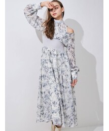 MERCURYDUO | 水彩フラワーウエストリブカシュクールワンピース(ワンピース)