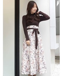 MERCURYDUO | ニットドッキングギャザーフレアチェックワンピース(ワンピース)