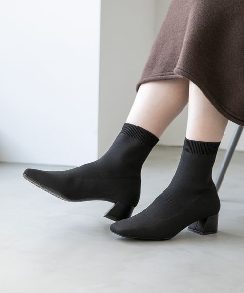 LOWRYS FARM（ローリーズファーム）の「ソックスヒールブーツ（シューズ・レディース・ポインテッド/スクエア・M(23-23.5)/L(24-24.5)）」の2枚目の写真