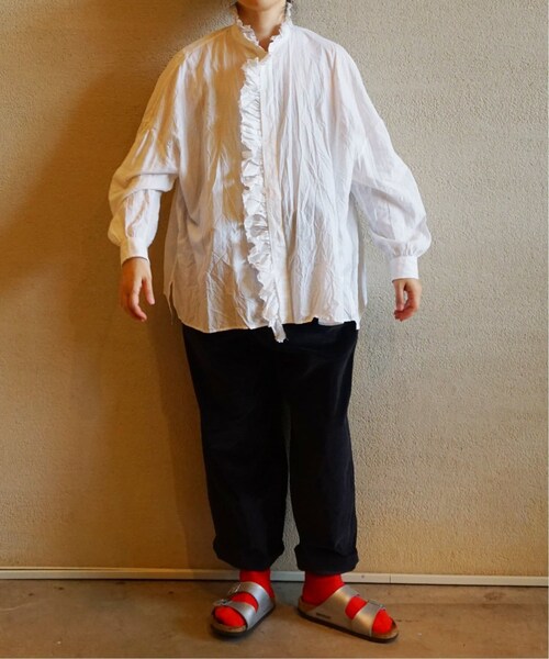 TOUJOURSトゥジュー シャツ ジャーナルスタンダードラックスluxe TOUJOURS 】 LINEN CLOTH Ruffle Shirt（シャツ／ブラウス