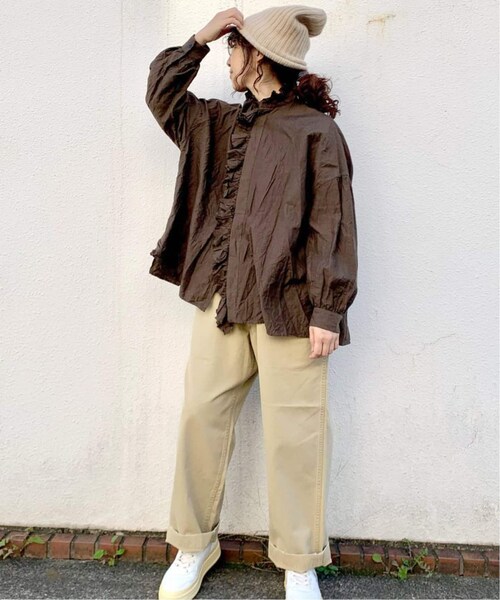 TOUJOURSトゥジュー シャツ ジャーナルスタンダードラックスluxe TOUJOURS 】 LINEN CLOTH Ruffle Shirt（シャツ／ブラウス