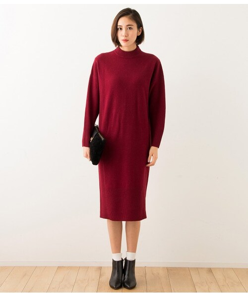 ADAM ET ROPE'（アダムエロペ）の「12Gウールニットワンピース（ワンピース/ドレス・レディース・ブラック/グレー/ワイン・38）」の4枚目の写真