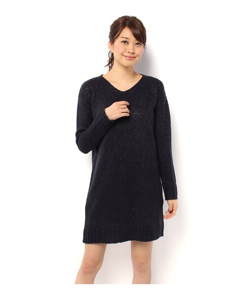 laboratory work（ラボラトリーワーク）の「ラメ混Vネックニットワンピース（ワンピース/ドレス・レディース・グレー系/モカ/ネイビー・M）」の3枚目の写真