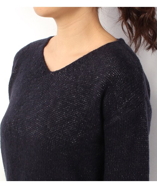 laboratory work（ラボラトリーワーク）の「ラメ混Vネックニットワンピース（ワンピース/ドレス・レディース・グレー系/モカ/ネイビー・M）」の6枚目の写真