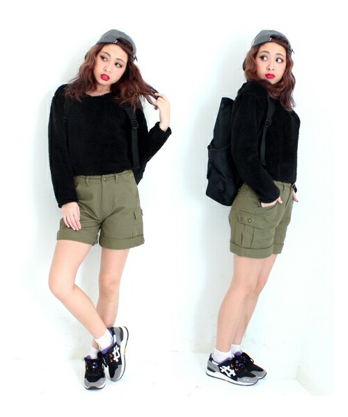 ANAP（アナップ）の「カーゴハーフパンツ（パンツ・レディース・カーキ/ブラック/迷彩・S/M）」の6枚目の写真