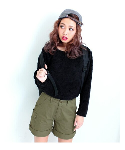 ANAP（アナップ）の「カーゴハーフパンツ（パンツ・レディース・カーキ/ブラック/迷彩・S/M）」の5枚目の写真