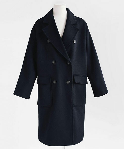 DHOLIC（ディーホリック）の「ウールダブルボタンロングコート（その他アウター・レディース・ベージュ/ダークネイビー/ダークグリーン/グレー・free）」の4枚目の写真