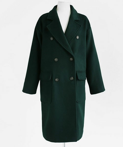 DHOLIC（ディーホリック）の「ウールダブルボタンロングコート（その他アウター・レディース・ベージュ/ダークネイビー/ダークグリーン/グレー・free）」の3枚目の写真
