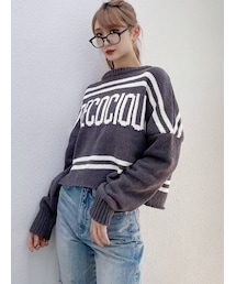 GYDA | PRECOCIOUSラインボーダー モールニットトップス(ニット/セーター)