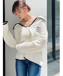 GYDA | BIGカラーパイピング スキッパーニットトップス(ニット/セーター)