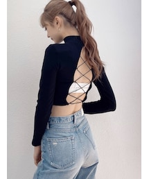 GYDA | BACKレースアップハイネックトップス(Tシャツ/カットソー)