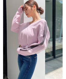 GYDA | スリーブライン Vネックショートニットトップス(ニット/セーター)