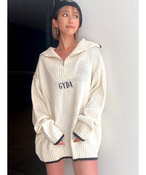 完売品！ GYDA ジェイダ ハーフジップ スウェット トレーナー トップス GYDA（ジェイダ）の「GYDA LOGO ハーフジップ LOOSEニット