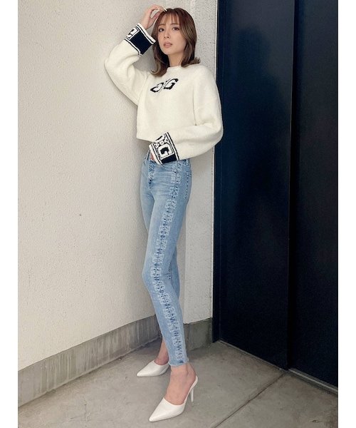 GYDA（ジェイダ）の「M/W G SQUAREレーザーデザインスキニーデニムパンツ（デニムパンツ・インディゴ/アイスブルー・XS/M/S）」の7枚目の写真