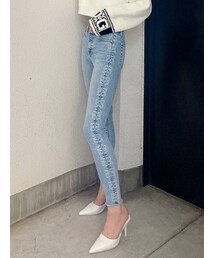 GYDA | M/W G SQUAREレーザーデザインスキニーデニムパンツ(パンツ)