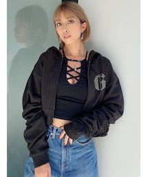 GYDA | G BIJOUショートスウェットZIP UPパーカー(パーカー)
