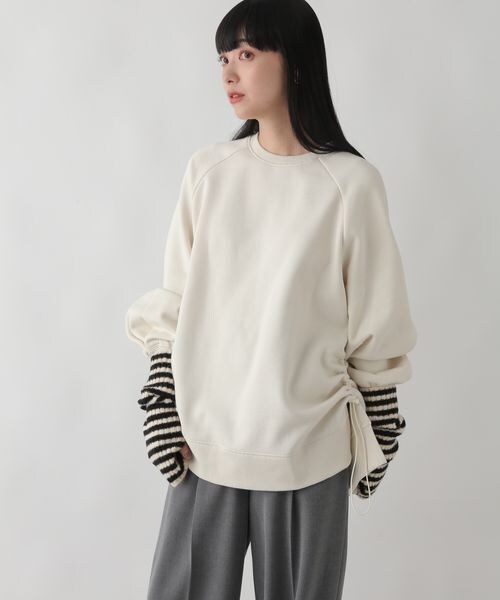 LOWRYS FARM（ローリーズファーム）の「ドロストウラケプルオーバー（トップス・レディース・アイボリー08/チャコール18/グリーン75・F）」の6枚目の写真