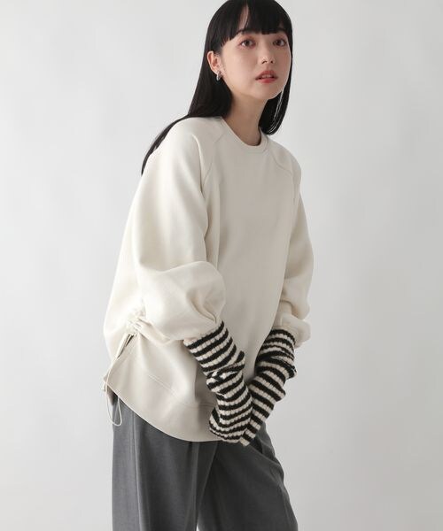 LOWRYS FARM（ローリーズファーム）の「ドロストウラケプルオーバー（トップス・レディース・アイボリー08/チャコール18/グリーン75・F）」の5枚目の写真