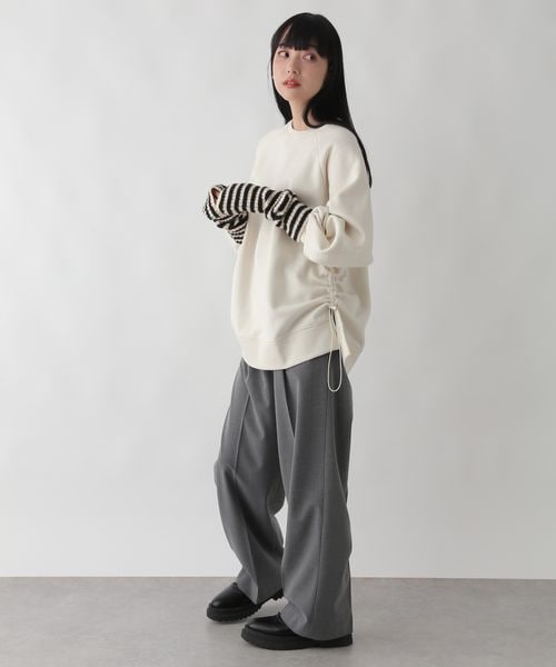 LOWRYS FARM（ローリーズファーム）の「ドロストウラケプルオーバー（トップス・レディース・アイボリー08/チャコール18/グリーン75・F）」の4枚目の写真