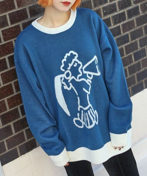 PAGEBOY（ページボーイ）の「ローガンコラボガールＪＱニット（トップス・レディース・ブラック09/グレー15/ブルーグリーン72・FREE）」の3枚目の写真