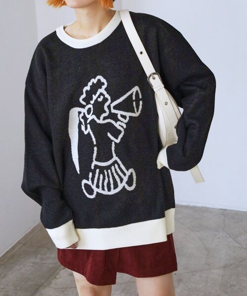 PAGEBOY（ページボーイ）の「ローガンコラボガールＪＱニット（トップス・レディース・ブラック09/グレー15/ブルーグリーン72・FREE）」の10枚目の写真