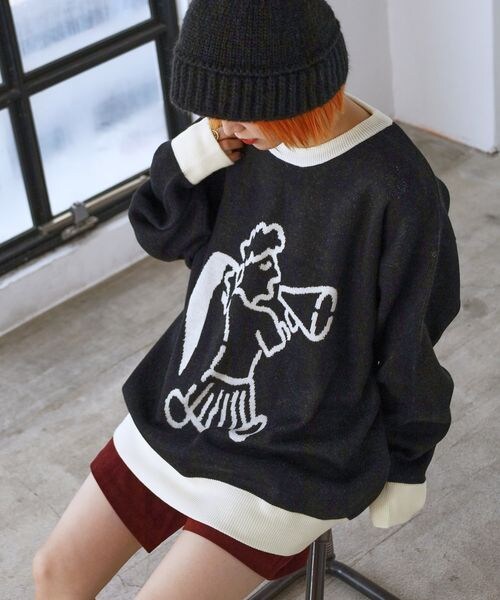 PAGEBOY（ページボーイ）の「ローガンコラボガールＪＱニット（トップス・レディース・ブラック09/グレー15/ブルーグリーン72・FREE）」の9枚目の写真