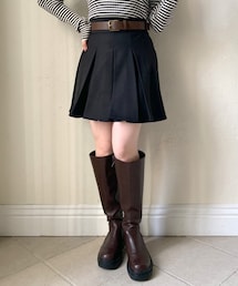 OLIVE des OLIVE | 合皮ベルト付きプリーツスカート(スカート)