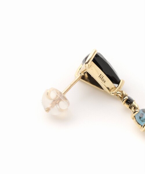 Lilas(リラ)の「《予約》ダークトーンマルチストーンピアスK10(片耳)(腕時計・ゴールド/(090)/フリー/残り2点)」の5枚目の写真