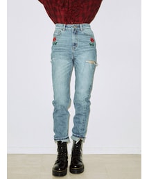 jouetie | ローズエンブロイダリーダメージデニム(デニムパンツ)