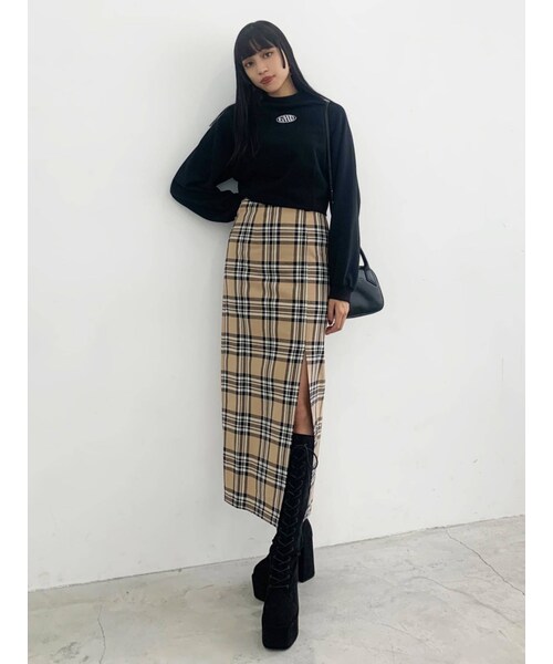 EMODA（エモダ）の「スーパーハイウエストスリットスカート（スカート・ブラック/ライトミックス/ミックス・M/S）」の19枚目の写真