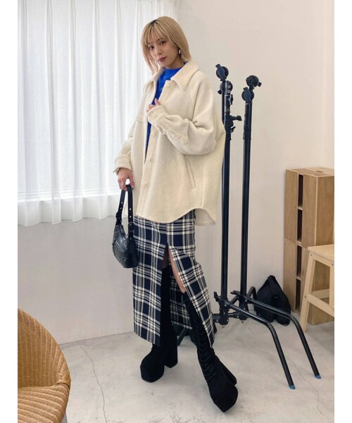 EMODA（エモダ）の「スーパーハイウエストスリットスカート（スカート・ブラック/ライトミックス/ミックス・M/S）」の9枚目の写真