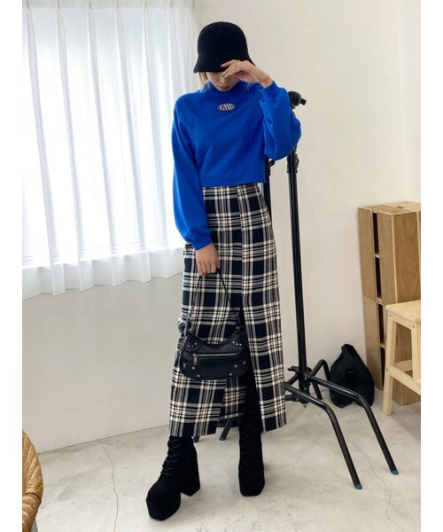 EMODA（エモダ）の「スーパーハイウエストスリットスカート（スカート・ブラック/ライトミックス/ミックス・M/S）」の7枚目の写真