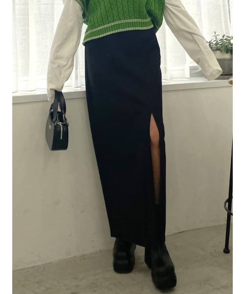 EMODA（エモダ）の「スーパーハイウエストスリットスカート（スカート・ブラック/ライトミックス/ミックス・M/S）」の2枚目の写真