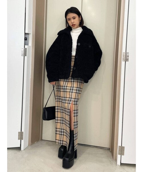 EMODA（エモダ）の「スーパーハイウエストスリットスカート（スカート・ブラック/ライトミックス/ミックス・M/S）」の18枚目の写真